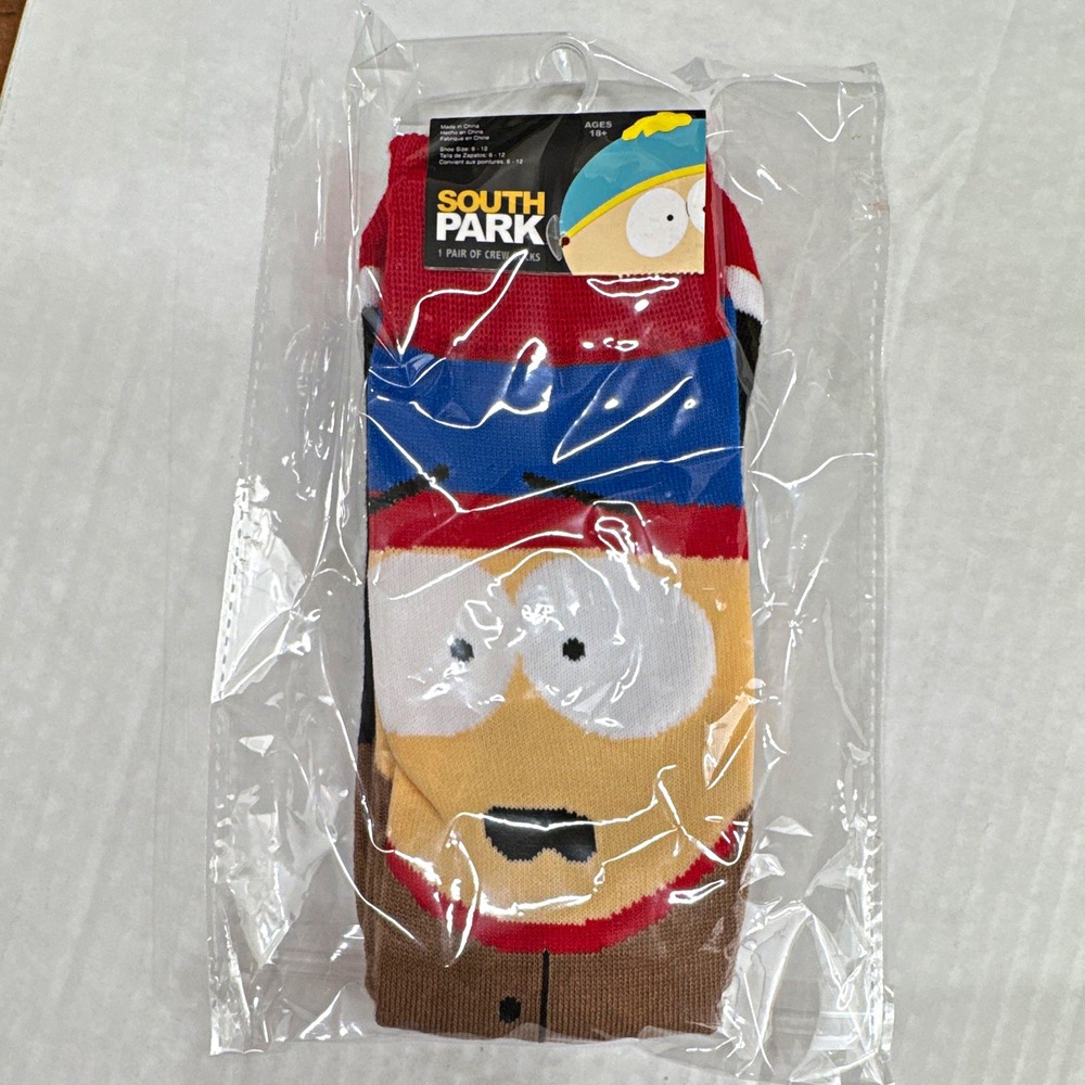 SOUTH PARK ERIC CARTMAN CREW SOCKS MENS SIZE 6-12 1 PAIR MULTICOLOR